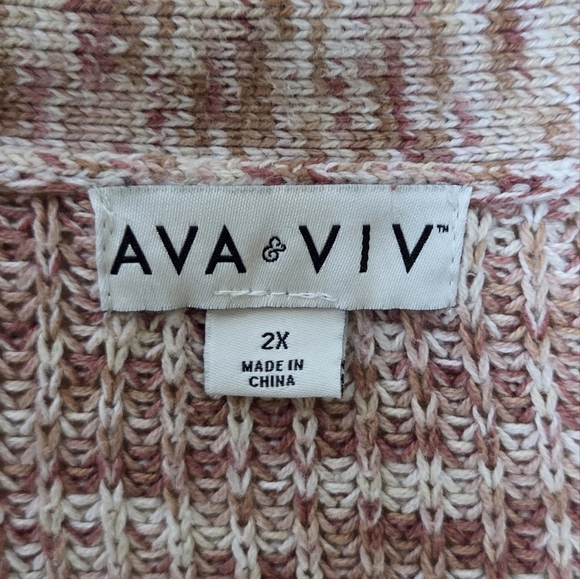 Ava & Viv | Mauve Pink Marled V-neck Button Front Cardigan Sweater Size 2X - Picture 4 of 5